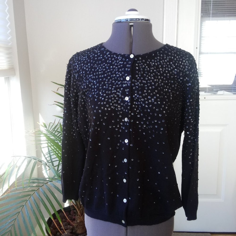Joseph A. Girl's Angora/Cashmere Sequined Cardigan - Picture 2 of 9